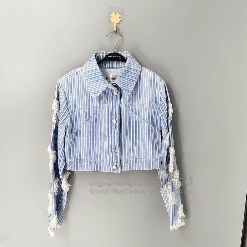 Chanel Chanel Waterfall Series Lace Camelia Striped Denim Jacket Size XS / US 0-2 / IT 36-38 - 1 Thumbnail