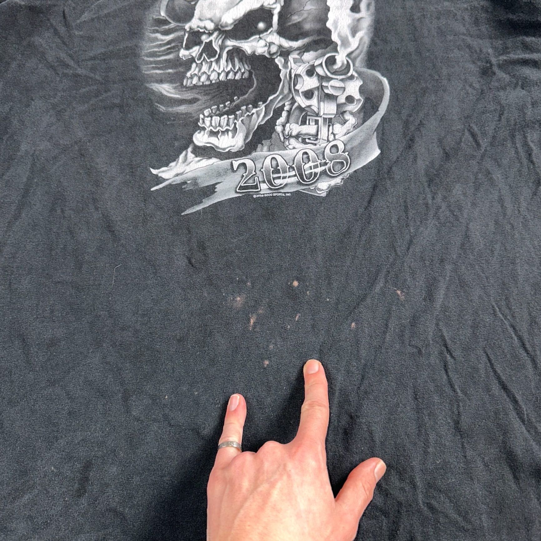 AAA VINTAGE Sturgis Y2K Skulls Long Sleeve VTG T Shirt Biker Motorcycle 2008 Black Grunge 3XL Mens Size US XXL / EU 58 / 5 - 5 Thumbnail