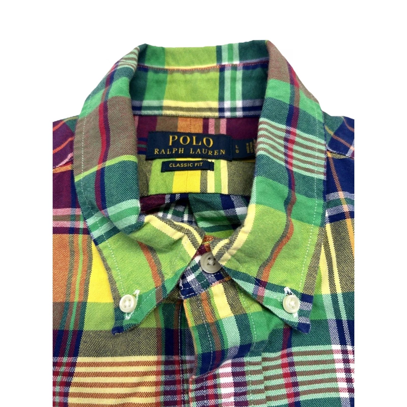 Polo Ralph Lauren Polo Ralph Lauren Shirt Mens L Multicolor Plaid Button-Down Short Sleeve Classic Fit Madras Size US L / EU 52-54 / 3 - 7 Thumbnail