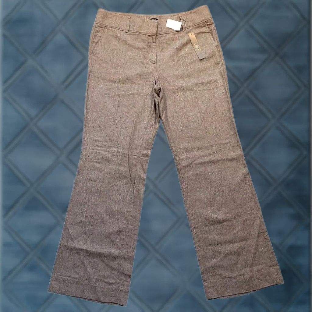 Ann Taylor Ann Taylor Loft Marisa Trouser Dress Pants Womens 12 Linen Rayon Straight NWT Brown Heather Casual Workwear Dress Pants Womens 12 Mens Women Size 34" / US 12 / IT 48 - 1 Thumbnail