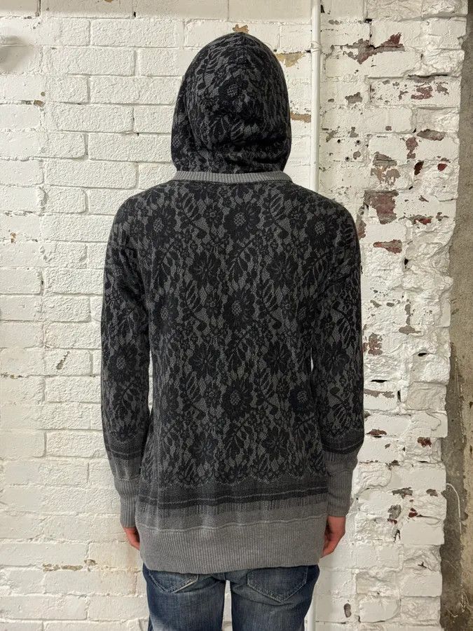 Dolce & Gabbana 2010s Dolce & Gabbana Grey Lace Pattern Wool Hoodie Size US M / EU 48-50 / 2 - 2 Thumbnail