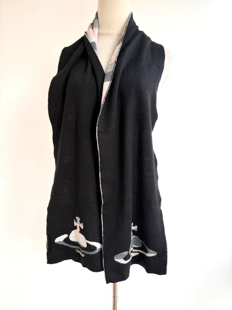 Vivienne Westwood Vivienne Westwood Black and pink striped scarf Size ONE SIZE - 4 Thumbnail