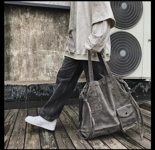 Vintage Tote Bag Canvas Single Vintage Solid Hasp Shoulder Bag Size ONE SIZE - 3 Thumbnail