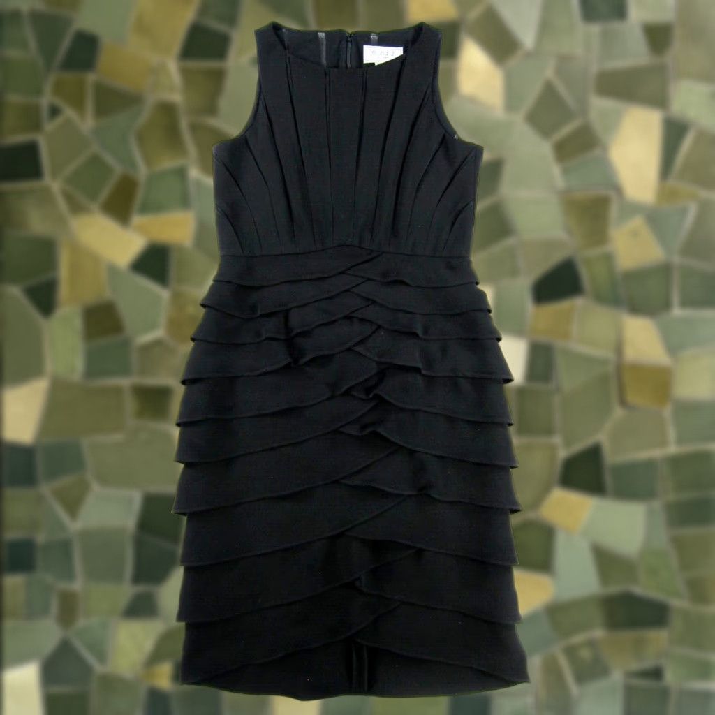 Vintage Eliza J New York Black Sleeveless Layer Tiered Work Party Formal Sheath Dress 12 Size XL / US 12-14 / IT 48-50 - 1 Thumbnail