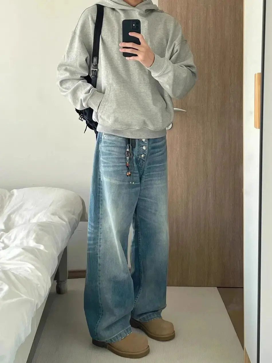 Japanese Brand Retro washed button wide leg jeans Size US 32 / EU 48 - 4 Thumbnail