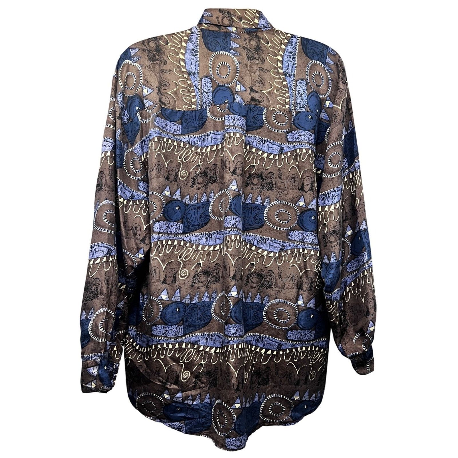 Vintage Gino Bessilini Mens Vintage Button Up Silk Shirt XL Pocket Size US XL / EU 56 / 4 - 2 Thumbnail