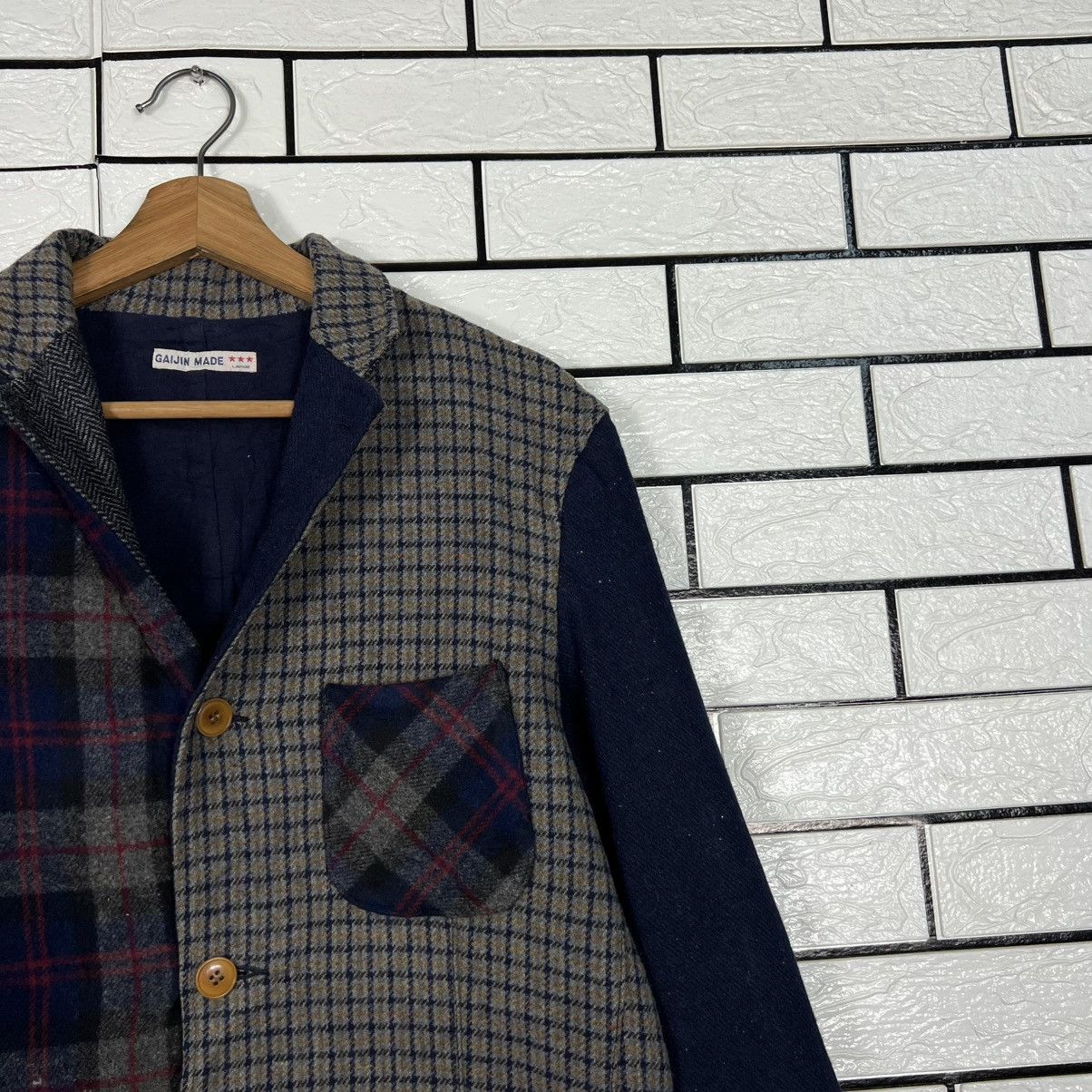 Japanese Brand GAIJIN MADE Hyrbid Pattern Checked Casual Jacket #4160-C190 Size US L / EU 52-54 / 3 - 4 Thumbnail