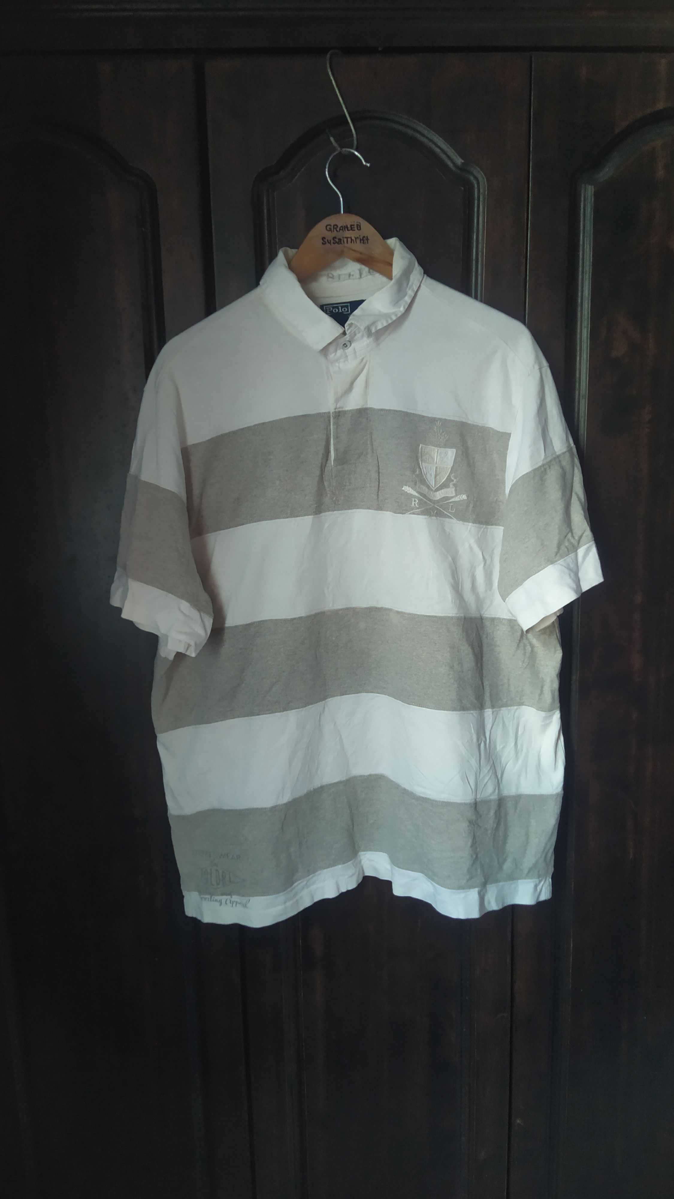 Polo Ralph Lauren Polo Ralph Lauren Striped Rugby Shirt Number 5 Patch Back Size US XL / EU 56 / 4 - 1 Thumbnail