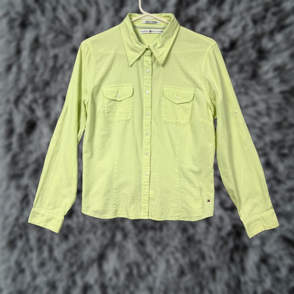 Tommy Hilfiger VINTAGE Tommy Hilfiger Button-Up Shirt Womens 14 Green 90s Preppy Coastal Chic - Mens? Size XL / US 12-14 / IT 48-50 - 1 Thumbnail