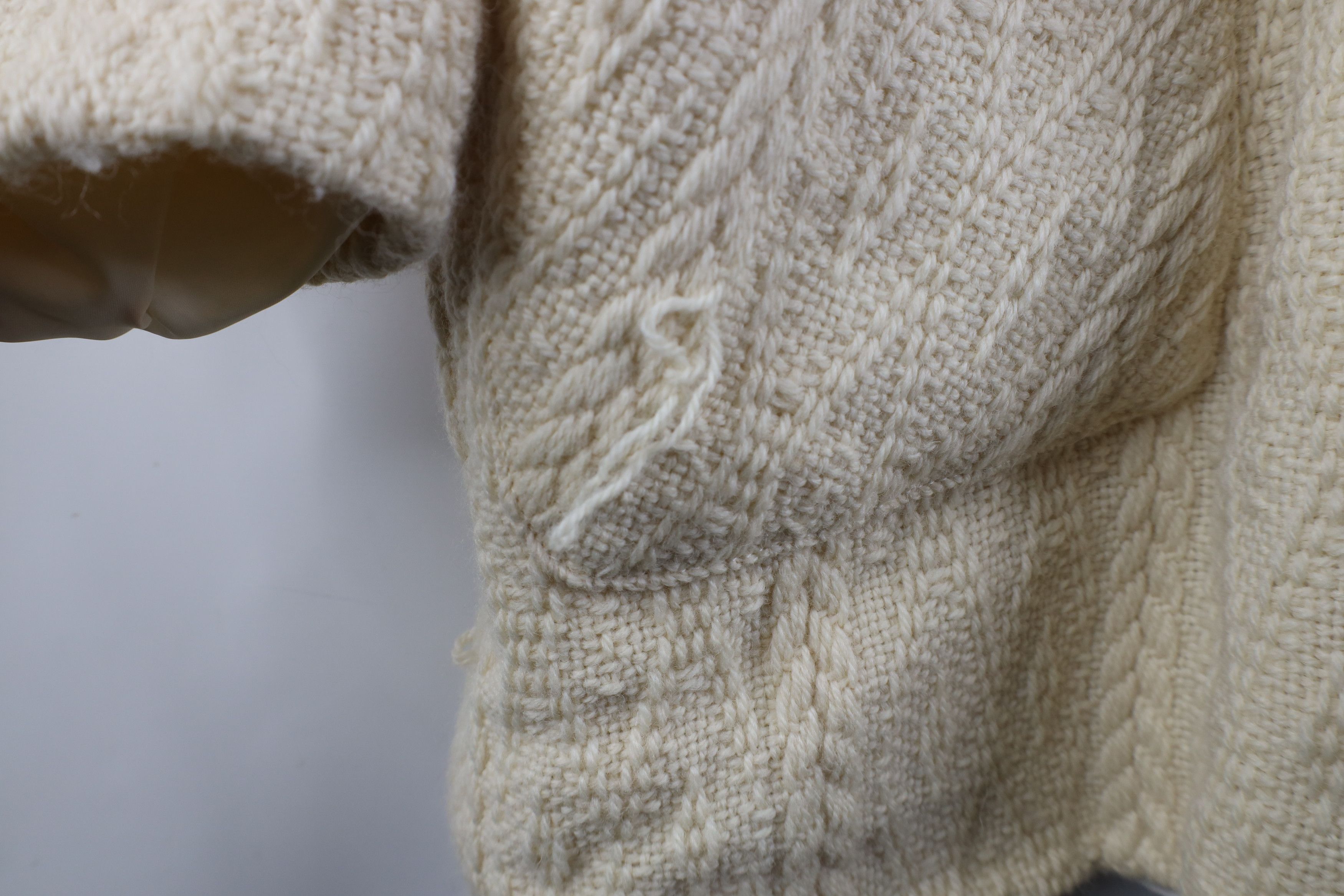 Vintage Vintage Streetwear Wool Fisherman Cable Knit Jacket Cream Size 3XL / US 20-22 - 4 Thumbnail