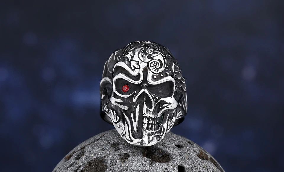 Jewelry Good And Evil Skull Ring Size ONE SIZE - 1 Thumbnail