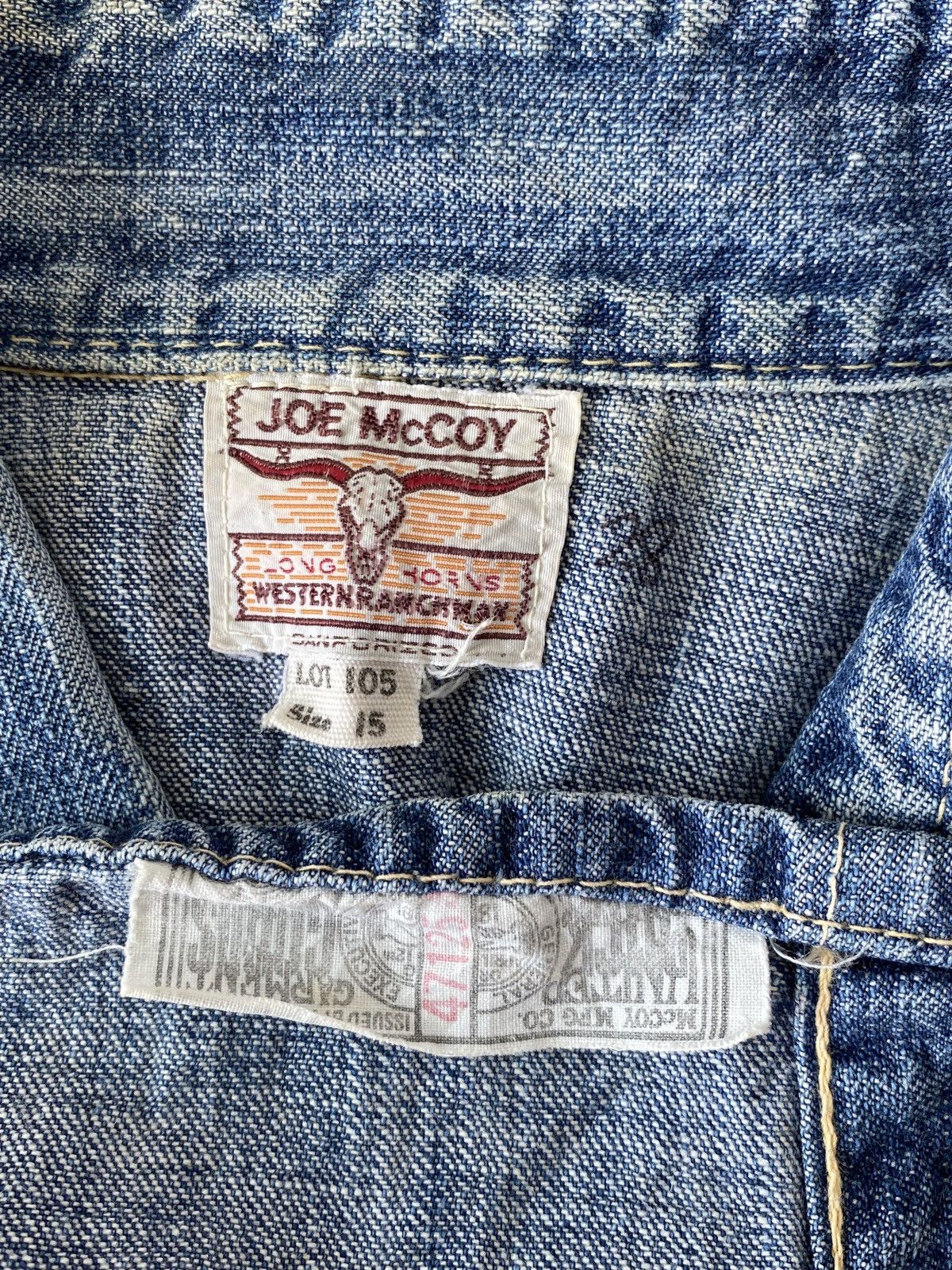 The Real McCoy's Joe McCoy Long Horn Chambray Denim Shirt Size US M / EU 48-50 / 2 - 3 Thumbnail
