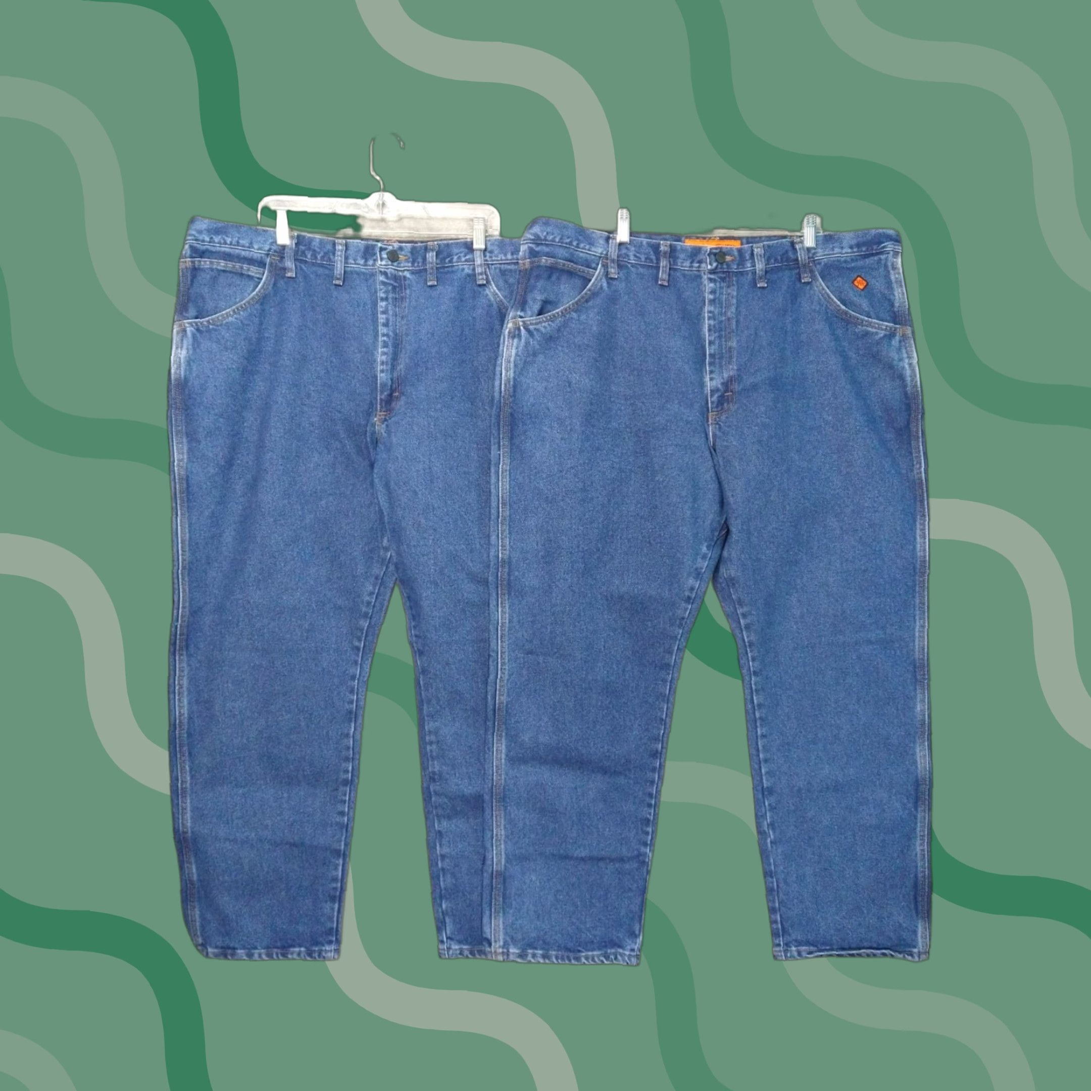 Wrangler VINTAGE Wrangler Jeans Men 44x30 Blue Denim Riggs Workwear Flame Resistant Cat2 Lot of 2 Size US 44 / EU 60 - 1 Thumbnail