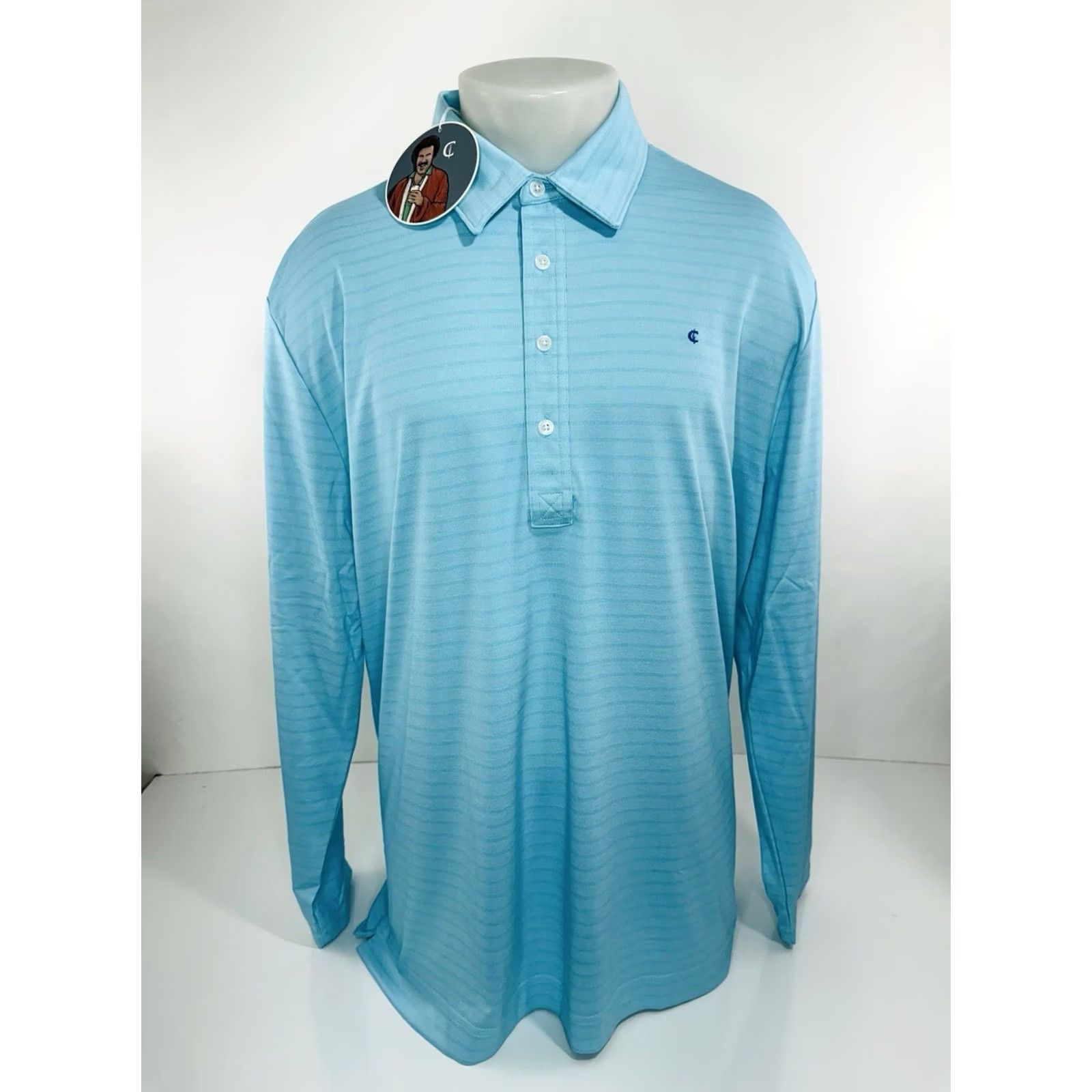 Vintage Criquet Shirt Mens 2XL GREENISH Blue NEW TAG Hidden Stripe Embroidered Logo Lightweight Polo Size US XXL / EU 58 / 5 - 2 Thumbnail