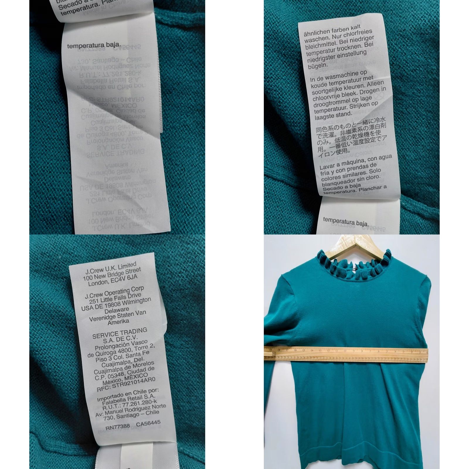 J.Crew J.Crew Ruffle Neck Teal Green Long Sleeve Cotton Sweater Women’s S Size S / US 4 / IT 40 - 8 Thumbnail