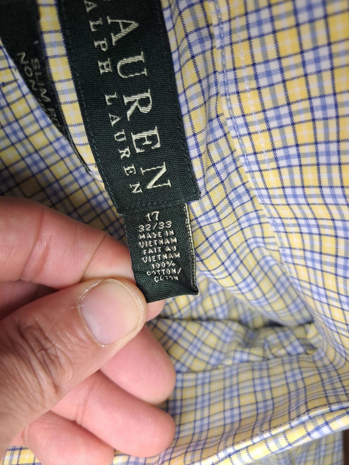 Polo Ralph Lauren Ralph Lauren Button Up Dress Shirt XL 17-32/33 Yellow Plaid Size US XL / EU 56 / 4 - 3 Thumbnail