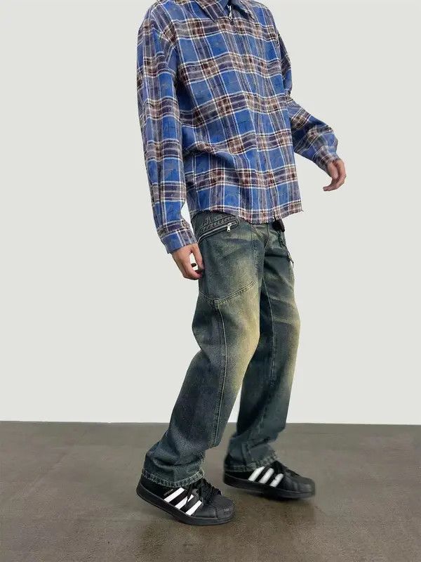 Japanese Brand × Jean Street yellow mud washed loose jeans Size US 32 / EU 48 - 3 Thumbnail