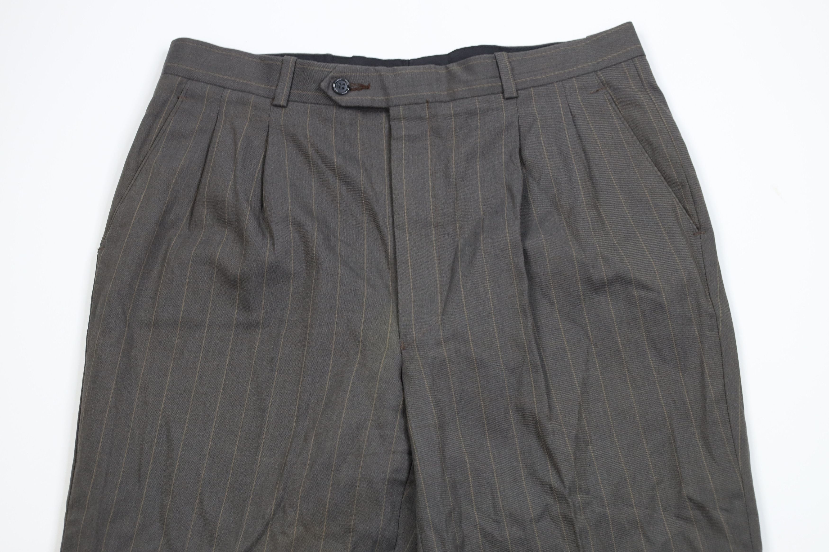 Vintage Vintage 70s Striped Wool Blend Knit Wide Leg Chino Pants USA Size US 34 / EU 50 - 2 Thumbnail