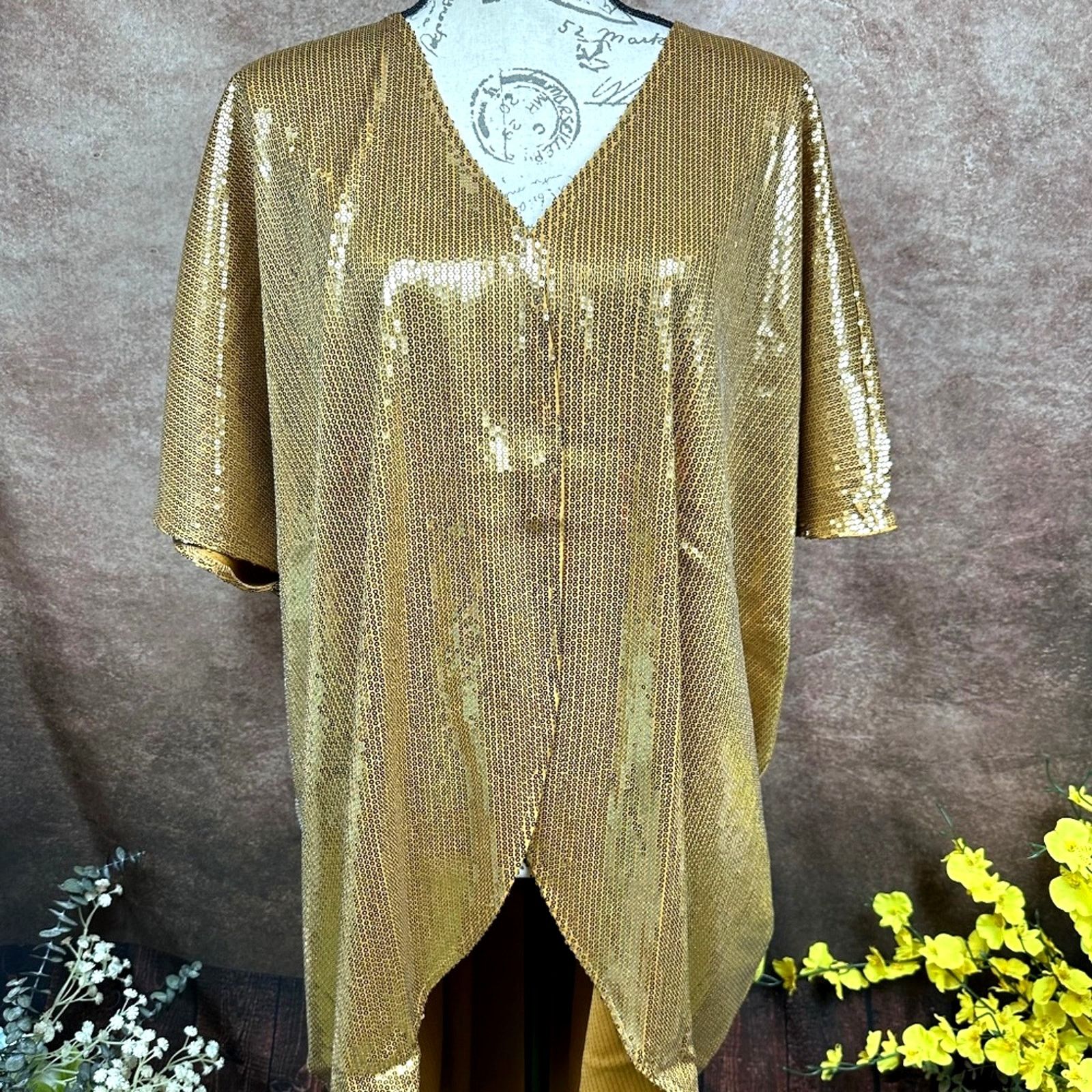 Other Shavonne Dorsey Silvia Sequin Kimono/Topper - Gold - size L Size L / US 10 / IT 46 - 7 Thumbnail