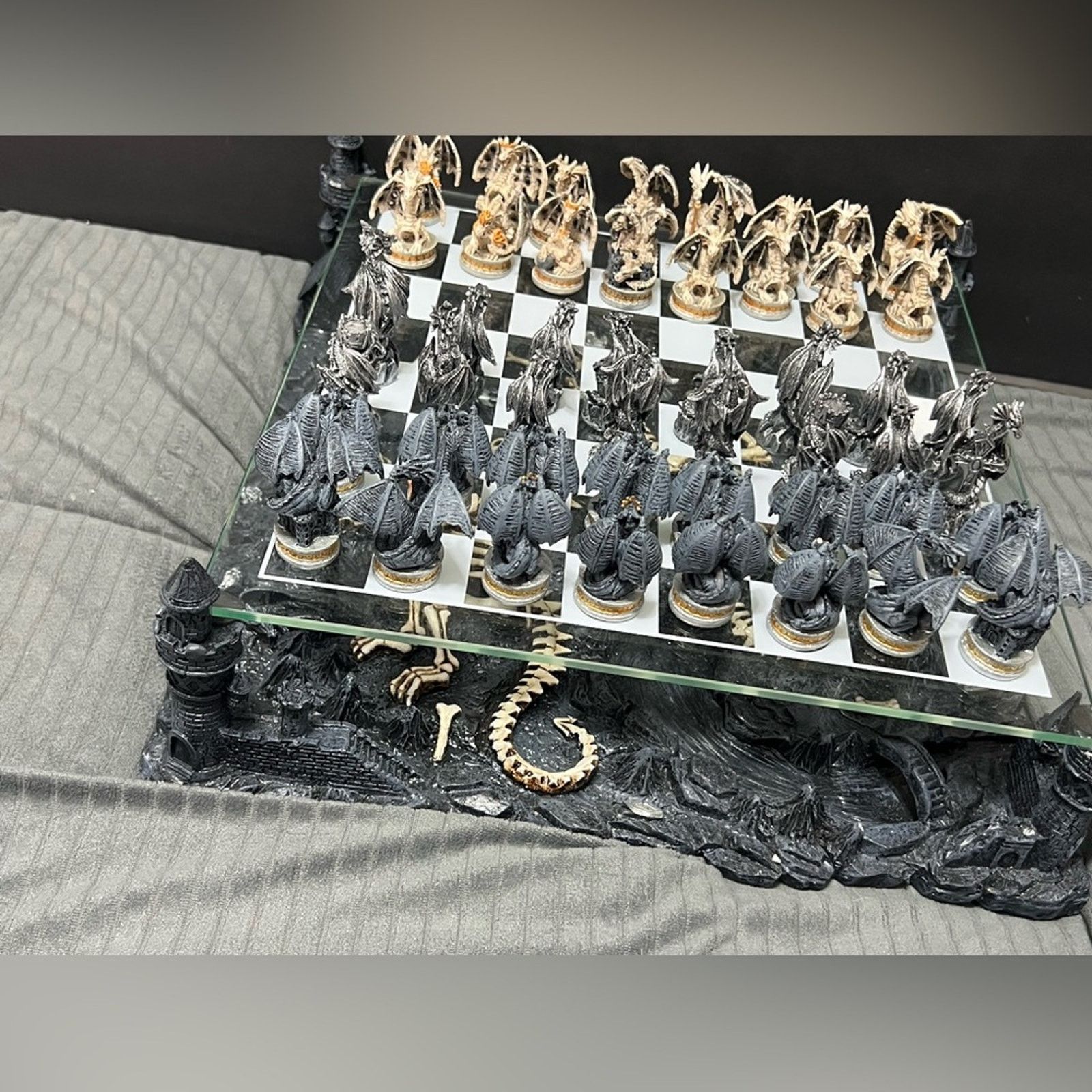 Other Chess Set Base 3D Dragons Fantasy Glass Board - 4 SETS Size ONE SIZE - 15 Thumbnail