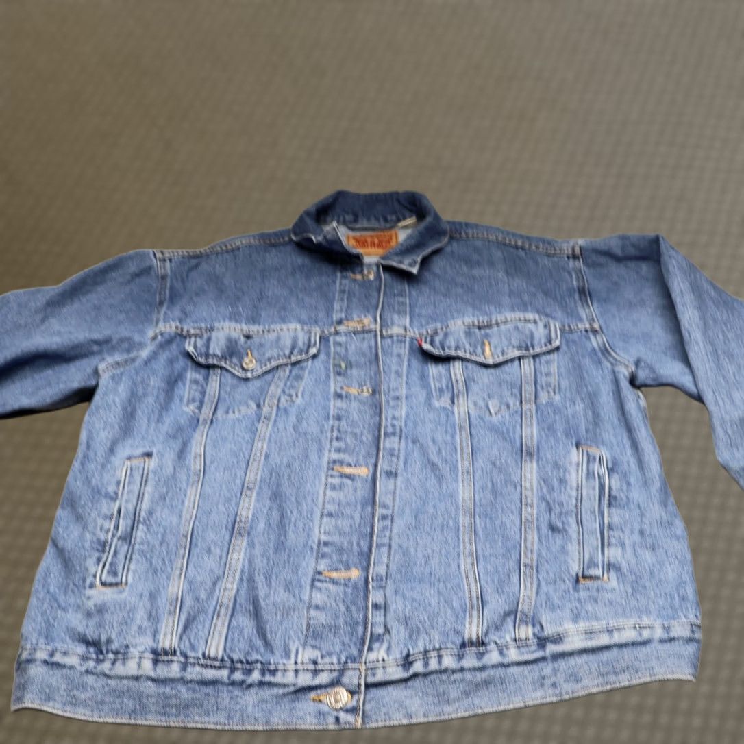 Levi's Levis Denim Jacket Mens Large Medium Wash Casual Rugged Classic Jean Trucker Size US 33 - 1 Thumbnail