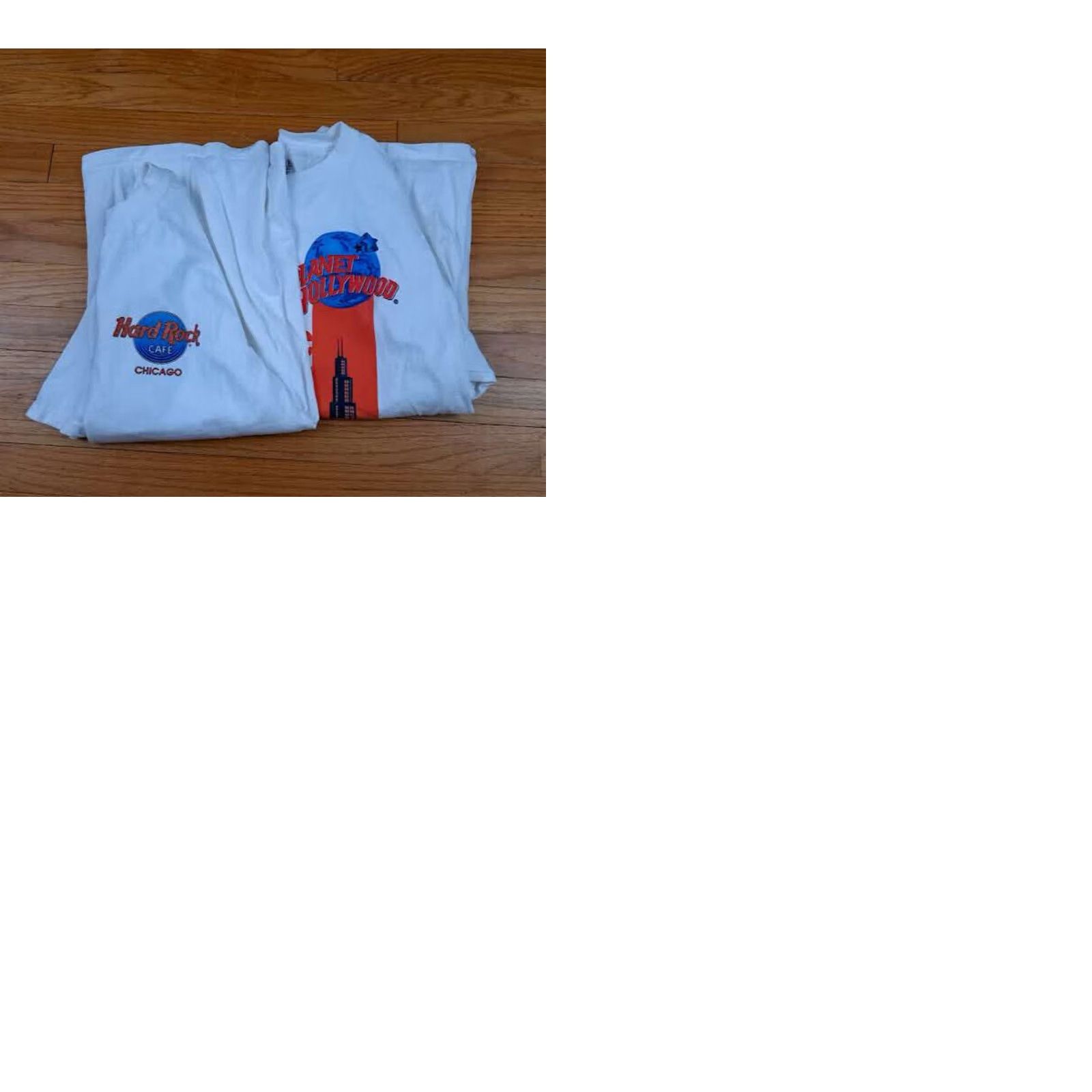 Hard Rock Cafe VINTAGE Hard Rock Chicago Planet Hollywood Printed White Large T-Shirt Mens L White USA Made 90s Chicago Theme Short Sleeve Tee Size US L / EU 52-54 / 3 - 9 Thumbnail