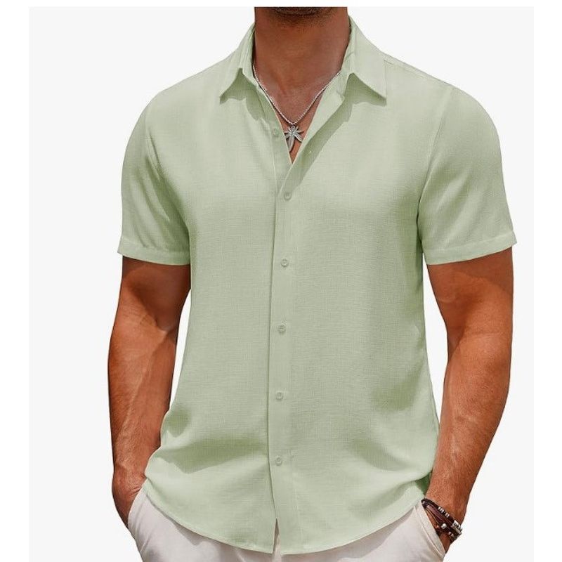 The Unbranded Brand Men's Casual Button Down Short Sleeve Cotton 2XL Size US XXL / EU 58 / 5 - 5 Thumbnail