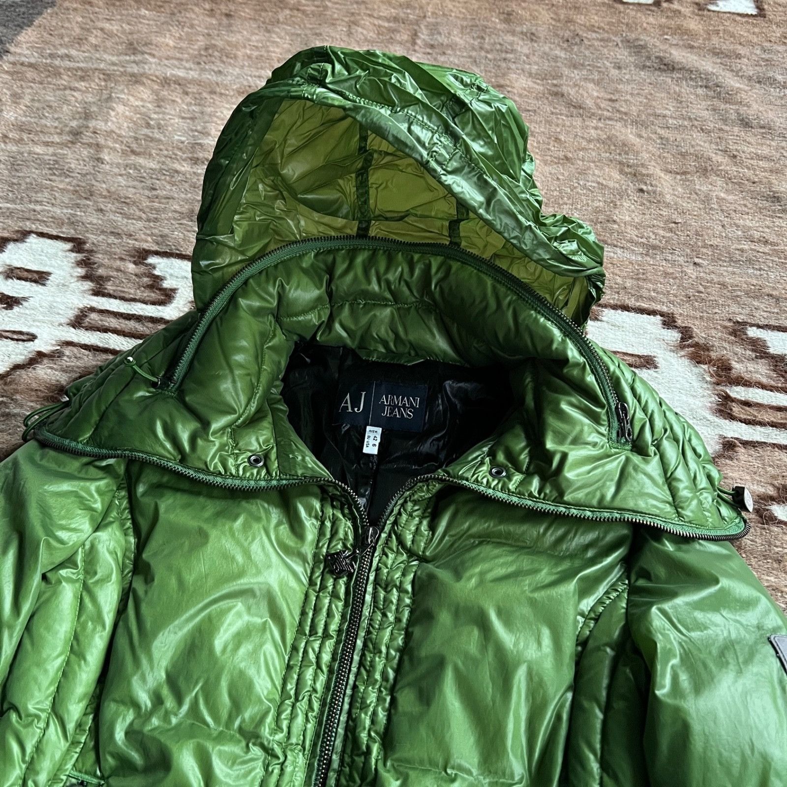 Armani Armani Jeans Vintage Shiny Nylon Down Puffer Jacket 9586AC Size L / US 10 / IT 46 - 3 Thumbnail