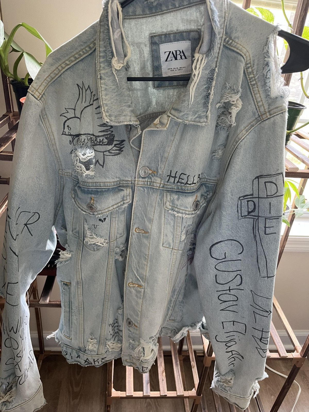 Zara Lil Peep Denim Jacket (Replica) Size XL / US 12-14 / IT 48-50 - 1 Thumbnail