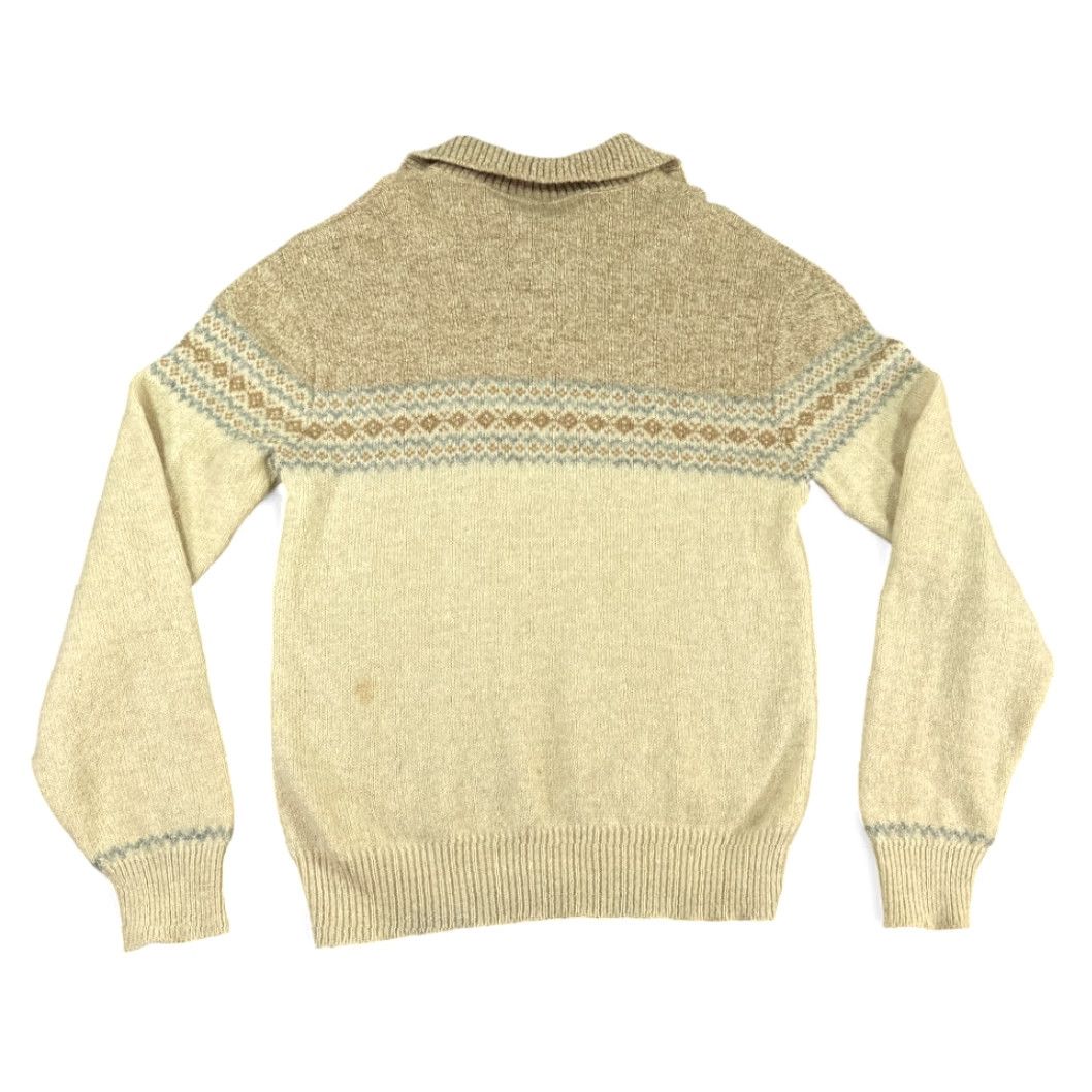 Jantzen VINTAGE Jantzen Sweater Knit Fair Isle Mock Neck Mens Adult MEDIUM Brown Cream 70s Pullover Long Sleeve Buttons Size US M / EU 48-50 / 2 - 3 Thumbnail