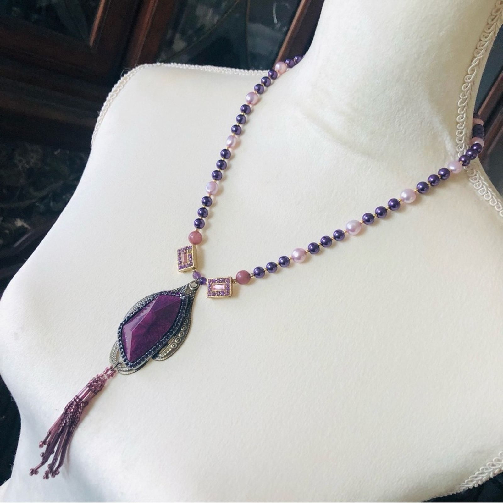 Handmade Handcrafted repurpose lilac freshwater purple Pearl necklace Size ONE SIZE - 4 Thumbnail