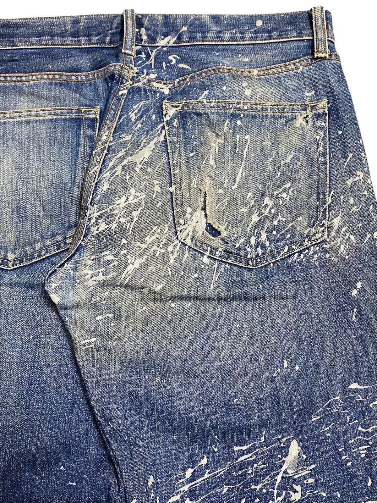 Jun Takahashi Vintage JapaneseBrands Blue Wash Custom Splatter Loose Jeans Size US 33 - 10 Thumbnail