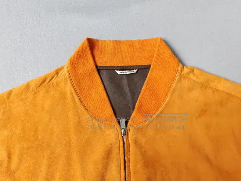 Hermes Hermes Leather jacket, orange yellow, suede classic jacket Size US M / EU 48-50 / 2 - 2 Thumbnail
