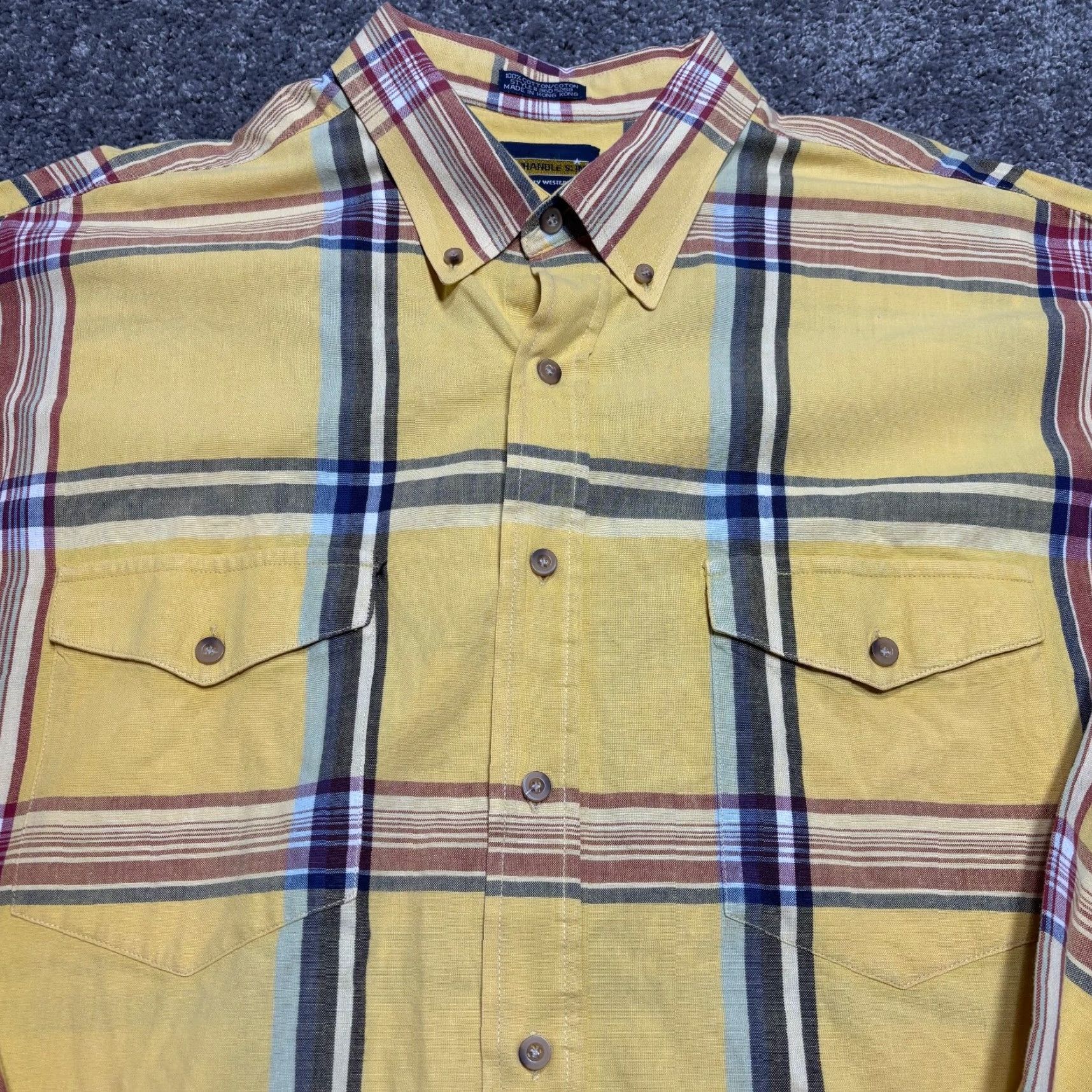 Vintage VINTAGE Panhandle Slim Work Shirt Mens XL Yellow Plaid Pockets Button Down 90s Size US XL / EU 56 / 4 - 2 Thumbnail