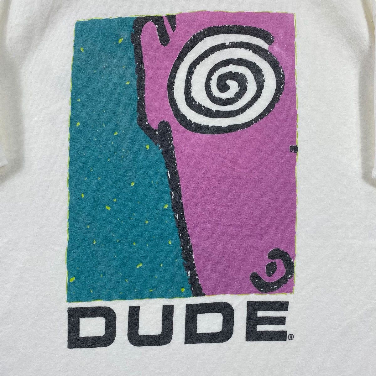 Vintage Vintage 80's DUDE Surf Clothing Streetwear Skate Tee Shirt Size US M / EU 48-50 / 2 - 2 Thumbnail