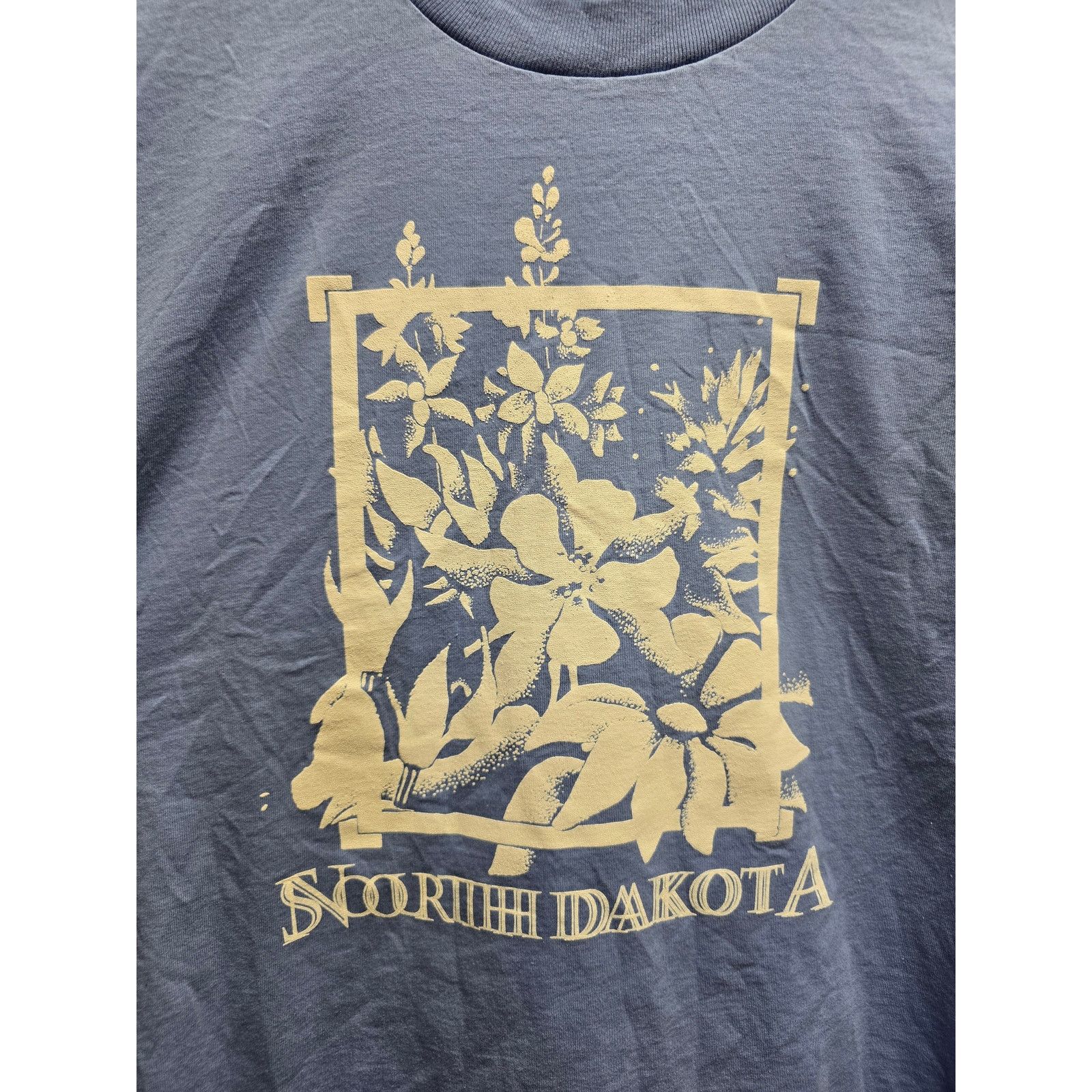 Jerzees × Vintage Vintage North Dakota Shirt Test Print Tee Blue Large Floral Size US L / EU 52-54 / 3 - 2 Thumbnail