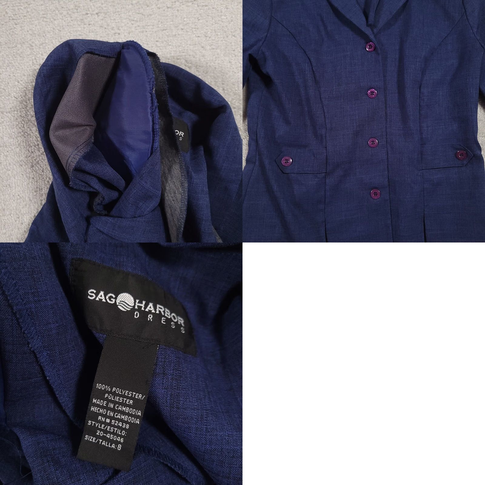 Vintage Sag Harbor Blazer Jacket Womens 8 Blue Career Design Pockets Blazer Jacket Size M / US 6-8 / IT 42-44 - 8 Thumbnail