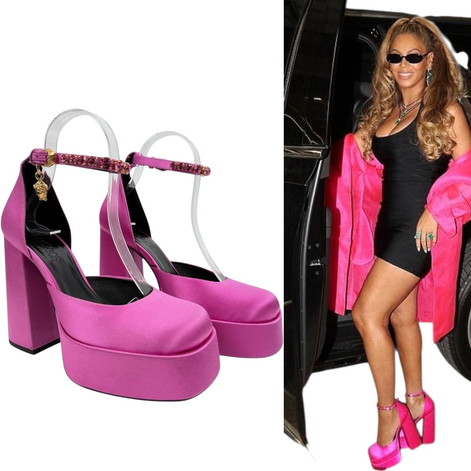 Versace NEW Versace Aevital Medusa Platform Crystals Pumps Pink 37 Size US 7 / IT 37 - 1 Thumbnail