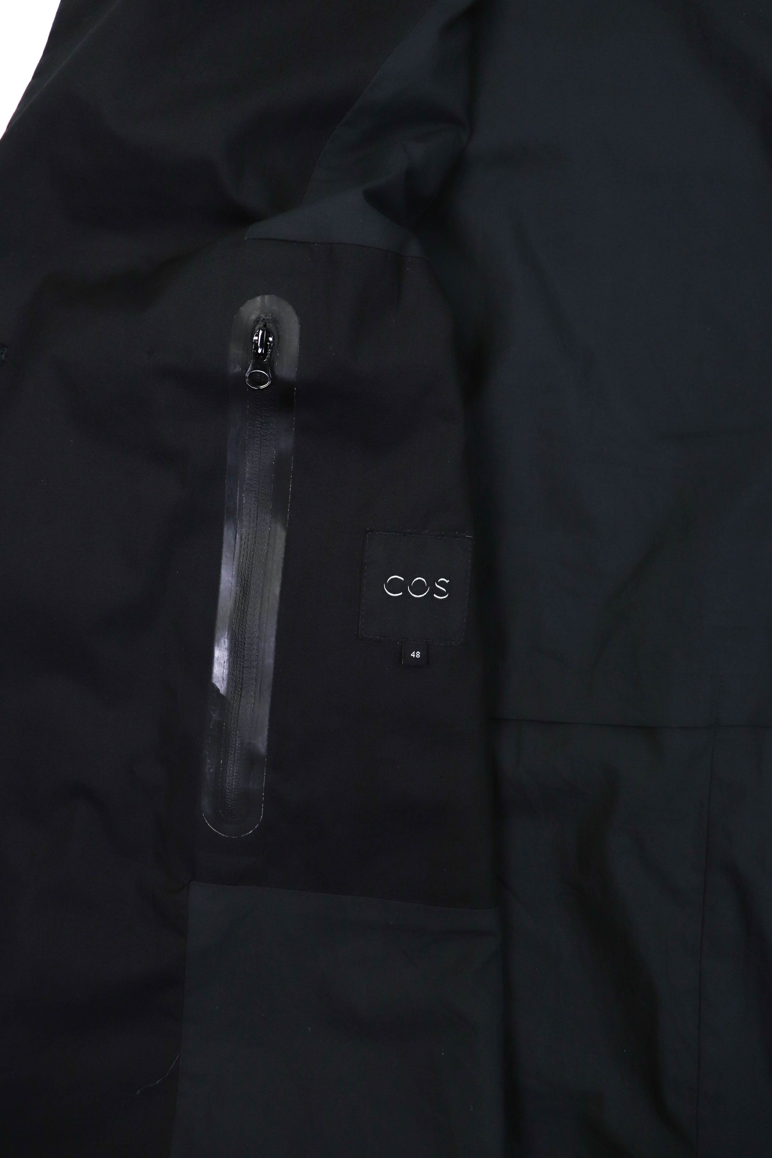 Cos COS Charcoal Black Tech Cotton Double Breasted Mac Coat Size US M / EU 48-50 / 2 - 14 Thumbnail