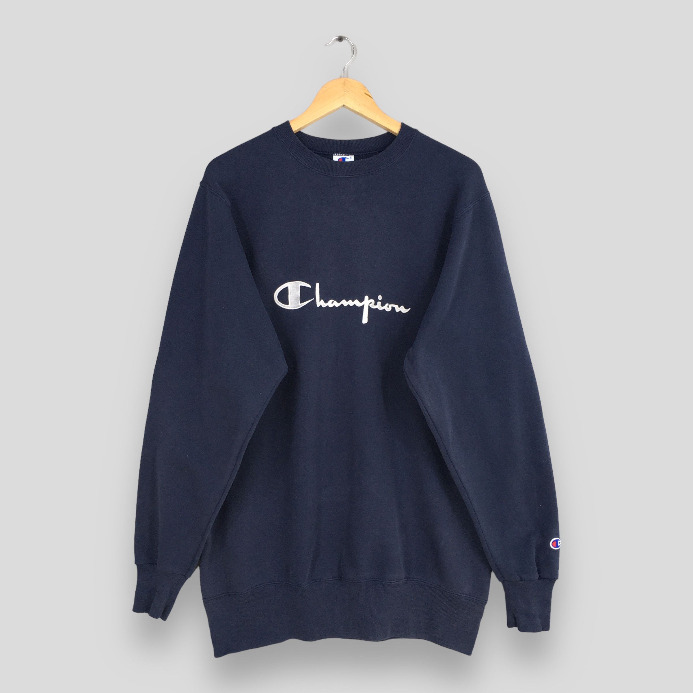 Champion Vintage Champion Script Logo Blue Sweatshirt Large Size US L / EU 52-54 / 3 - 1 Thumbnail