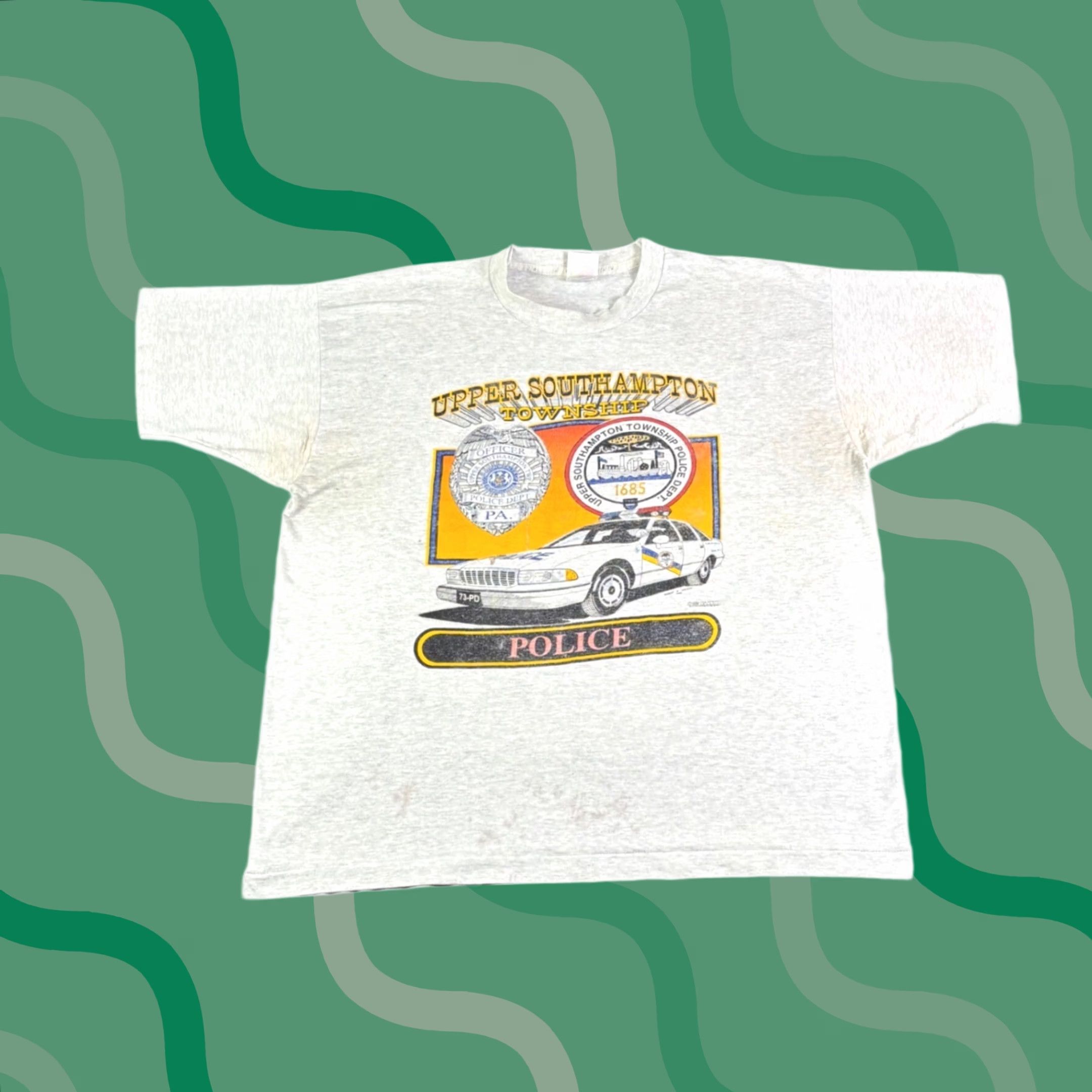 Fruit Of The Loom VINTAGE Upper Southampton Township Police T-Shirt Fruit of the Loom XL Gray 1990s Men Short Sleeve Graphic Tee Size US XL / EU 56 / 4 - 1 Thumbnail