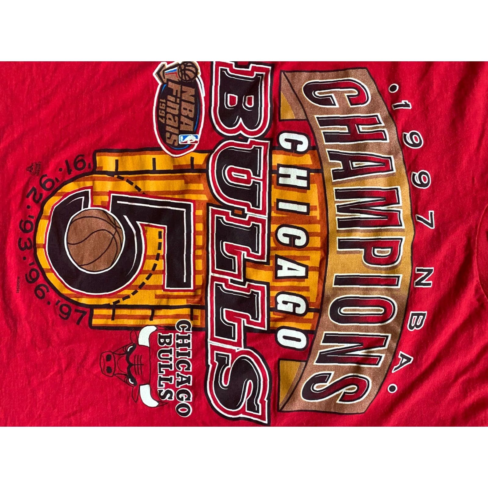 Riddell VTG 1997 NBA Finals Chicago Bulls 90s Single Stitch Mens XL T-shirt USA Made RARE Size US XL / EU 56 / 4 - 3 Thumbnail