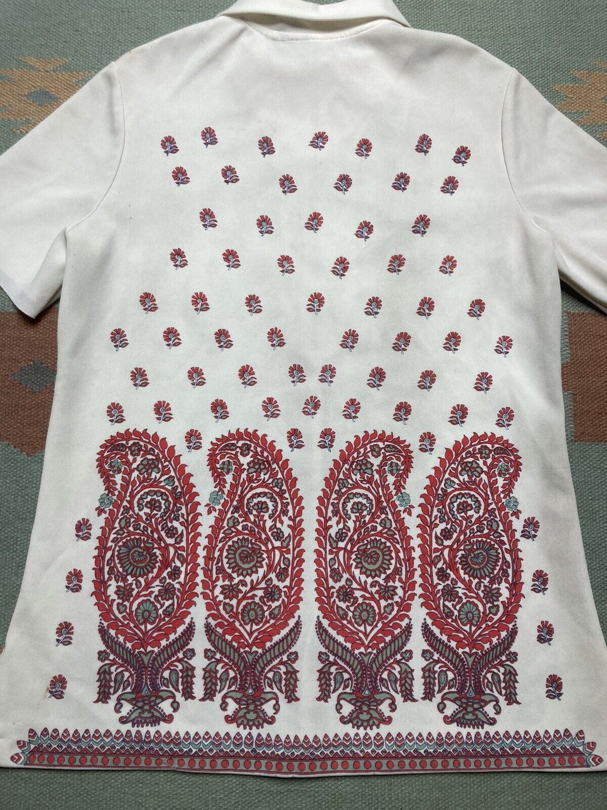 Vintage Vintage 70s collared shirt 1/4 zip flowers paisley hippie L Size L / US 10 / IT 46 - 8 Thumbnail