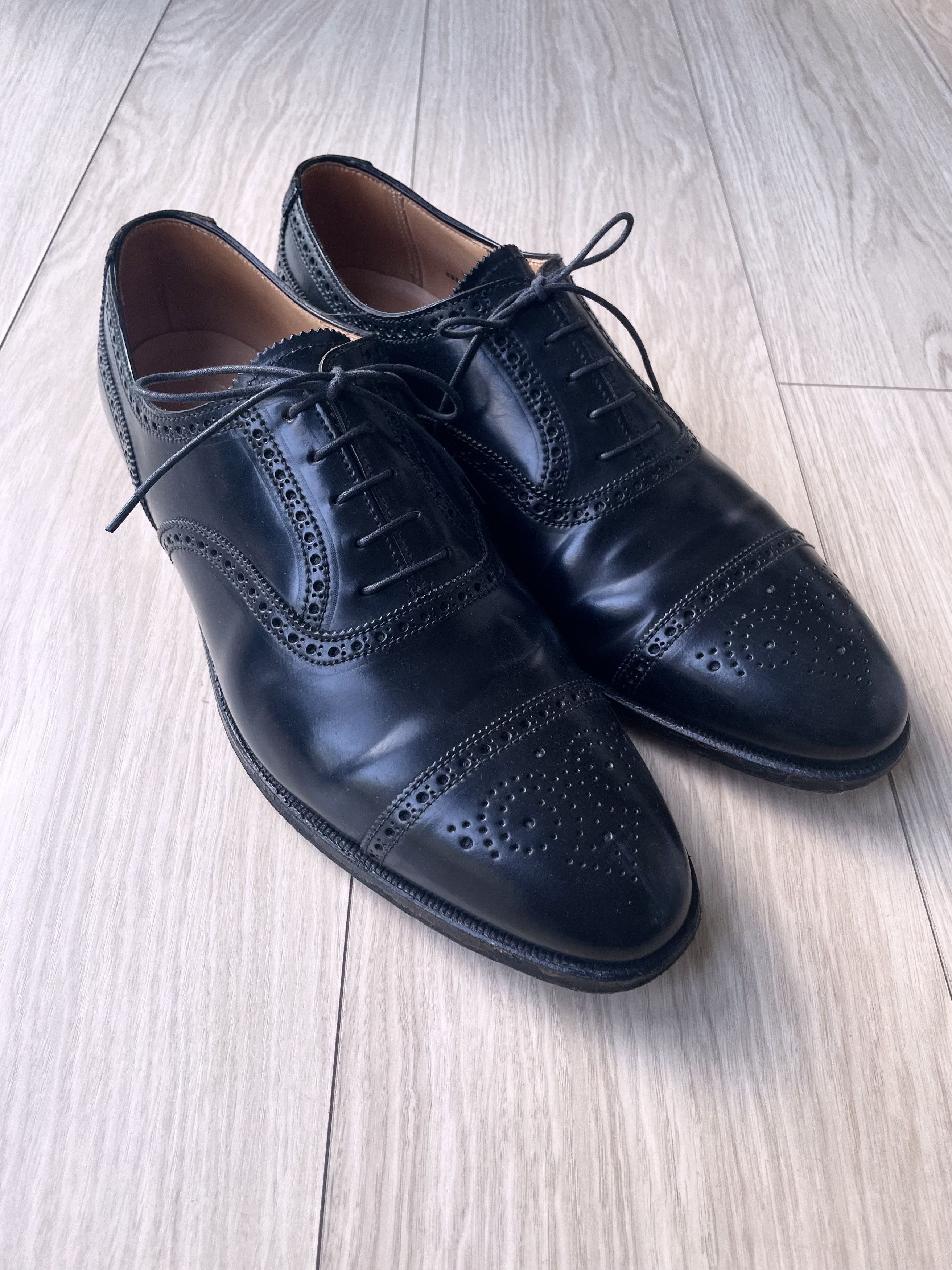 Crockett & Jones CUSTOM ORDER SHELL CORDOVAN CAP TOE OXFORD BROQUES Size US 12.5 / EU 45-46 - 5 Thumbnail