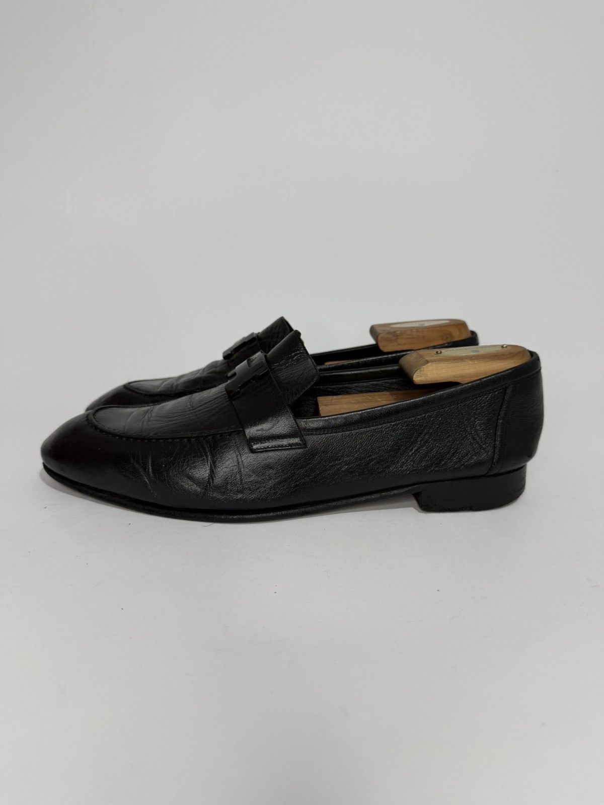 Hermes Hermes Black Men's Leather Paris Loafers Size US 9 / EU 42 - 1 Thumbnail