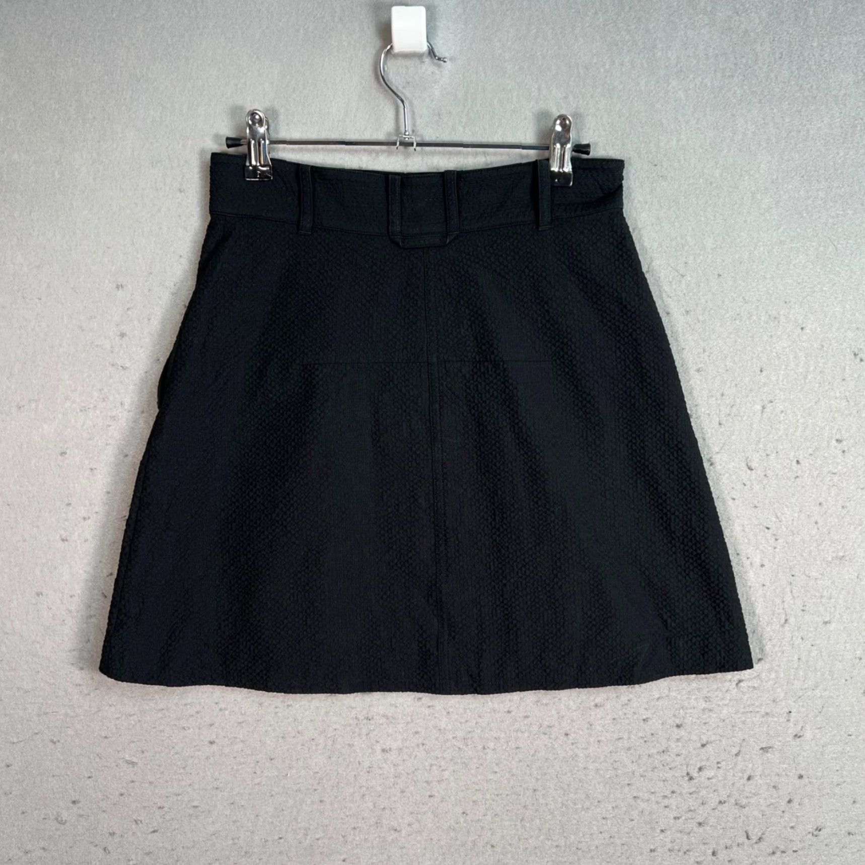 Cos COS Black Textured A-Line Skirt Side Pockets Button Closure Size 4 Women Cotton Blend Short Vintage N/A Woman Mens Size 27" / US 4 / IT 40 - 2 Thumbnail