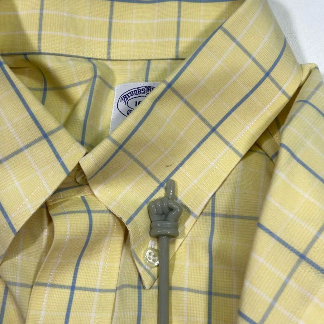 Brooks Brothers Brooks Brothers Shirt Mens 16 Yellow Classic Windowpane Check Button Down Dress Size 42R - 7 Thumbnail