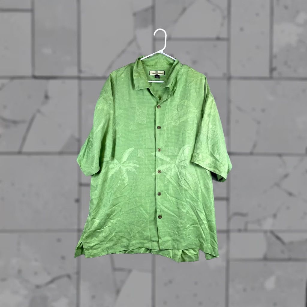 Tommy Bahama Tommy Bahama Green Silk Palm Leaf Jacquard Button Up Shirt Mens XL Size US XL / EU 56 / 4 - 1 Thumbnail