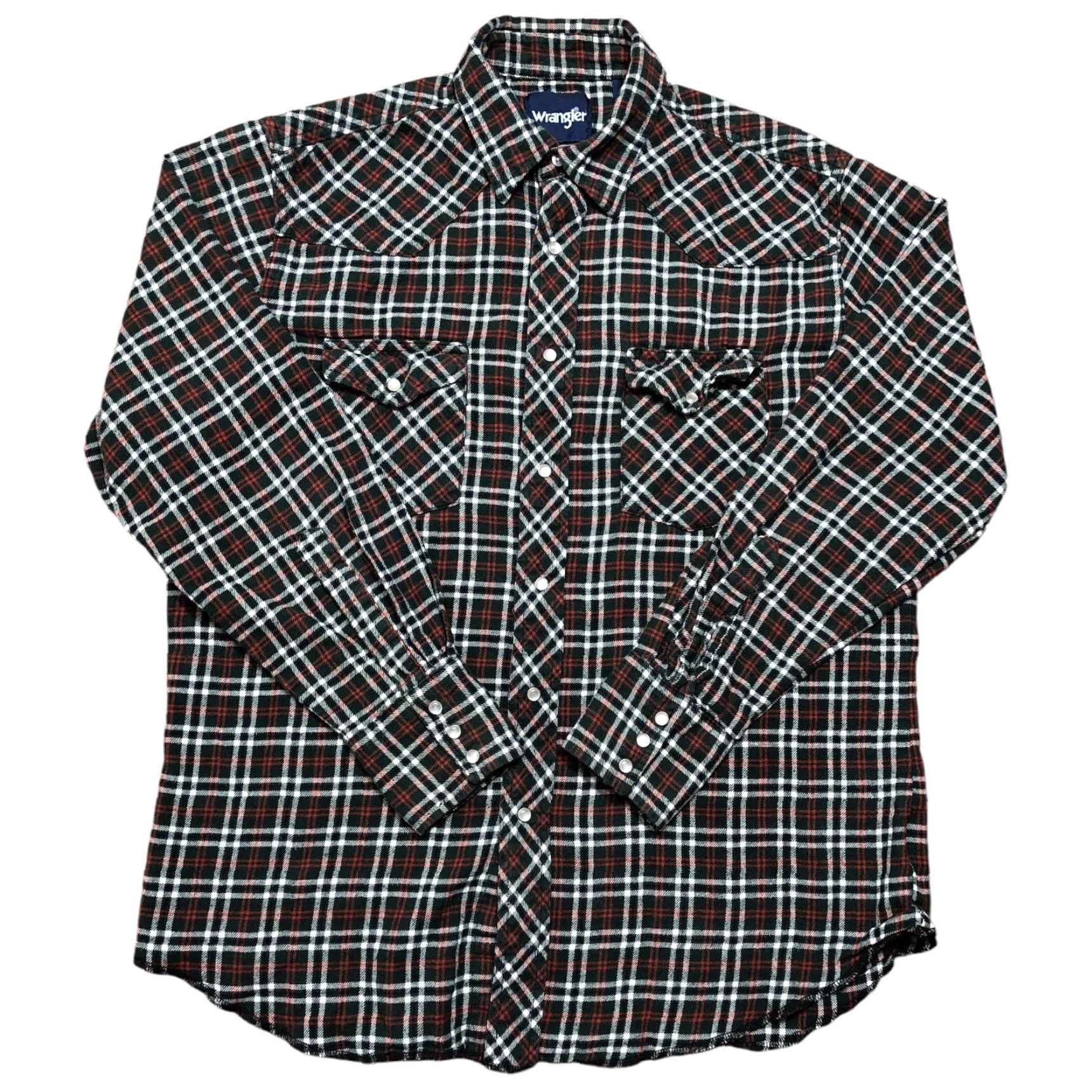 Wrangler Vtg Wrangler Shirt Men Black Red Plaid Flannel Pearl Snap Western Wrancher Shirt Size US L / EU 52-54 / 3 - 2 Thumbnail
