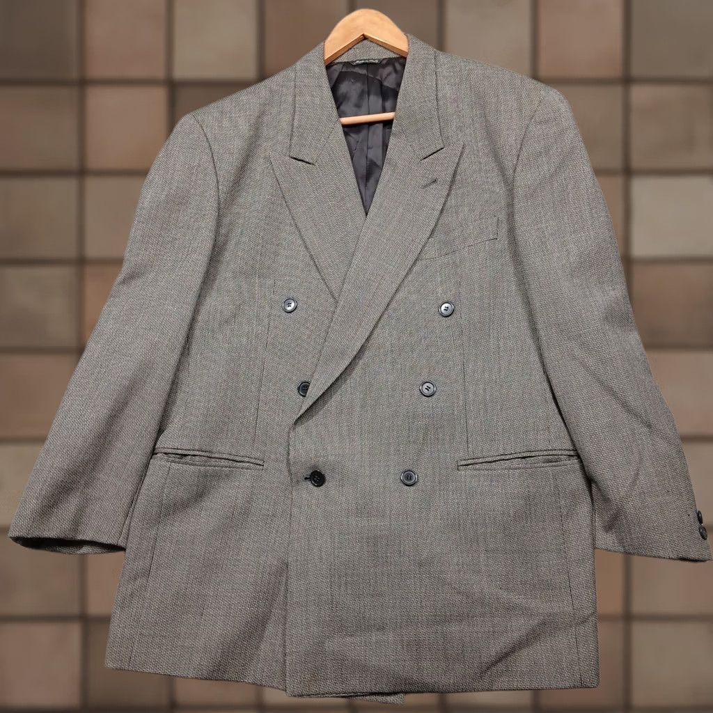 Vintage VINTAGE Bozzalla & Lesna Blazer Wool Blend Double Breasted Gray 52R Men Jacket Italy Tweed Herringbone Size 52R - 1 Thumbnail
